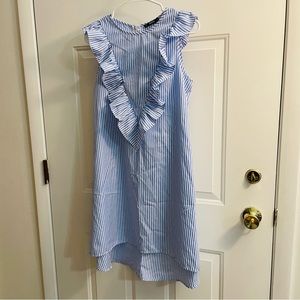 🎉4X HP🎉SHEIN Blue and White Ruffle Dress - New Without Tags!